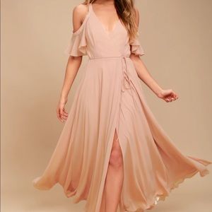 Lulus- Easy Listening Blush Wrap Maxi Dress